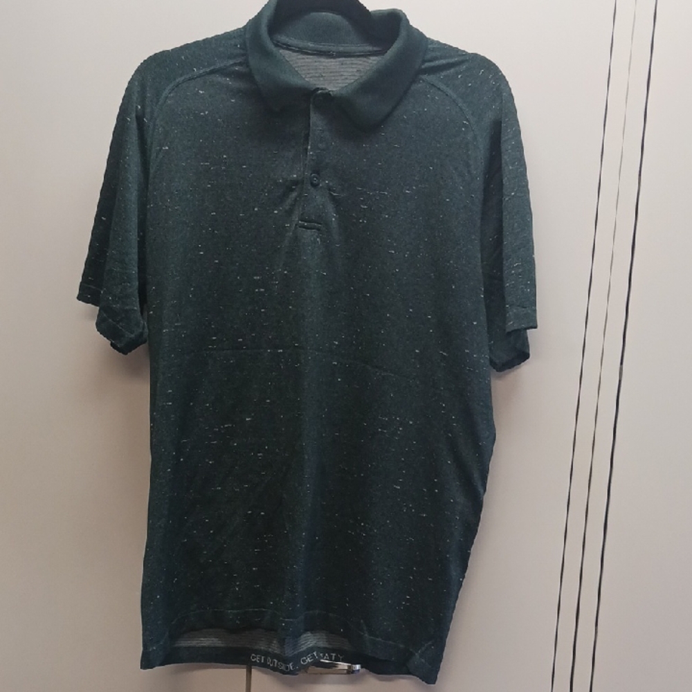 Lot Of 2 Lululemon Men's Dark Green and Gray Polo Shirt